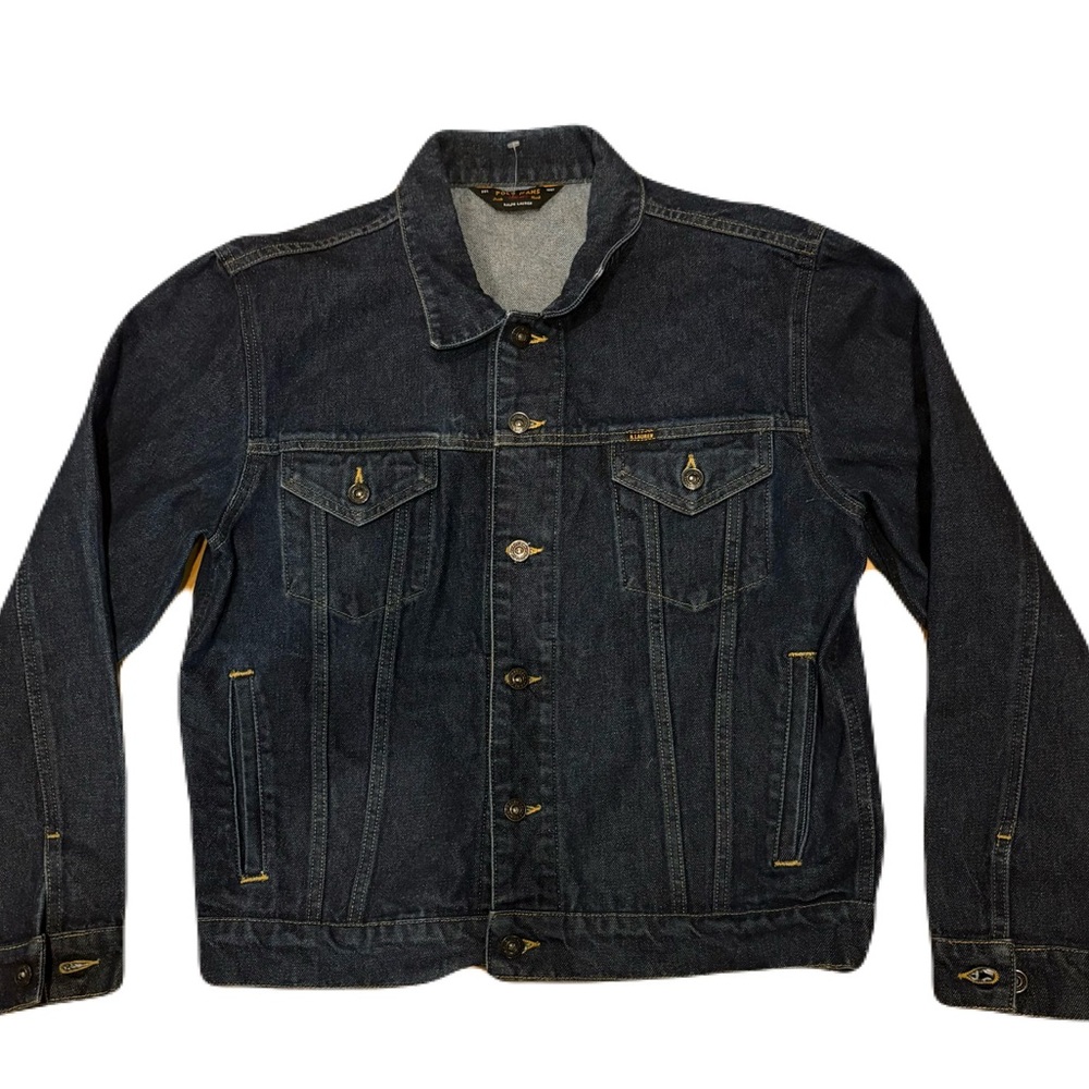 Vintage 90s Polo Ralph Lauren Jeans Co Dark Denim Trucker Jacket Indigo Sz S